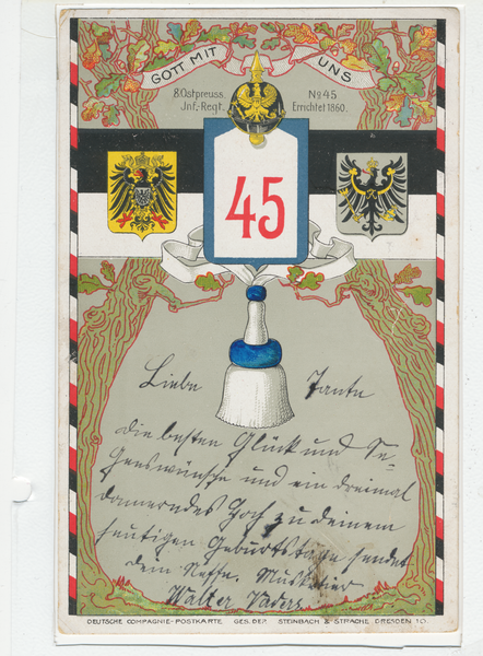 Darkehmen, Postkarte des 8. Ostpreuß. Inf.Regt No.45