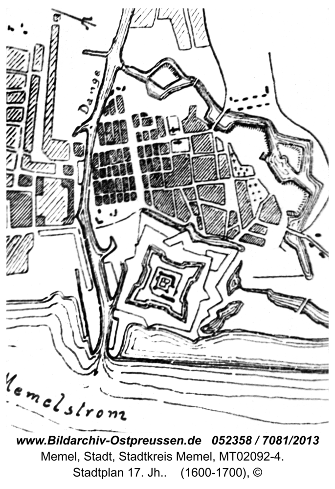 Memel, Stadtplan 17. Jh.