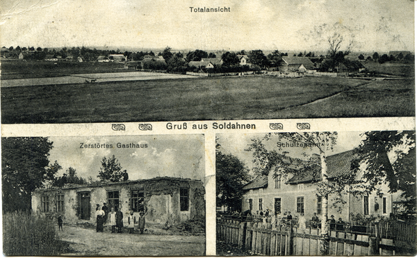 Soldahnen, Ortsansicht, zerstörtes Gasthaus, Schulzenamt
