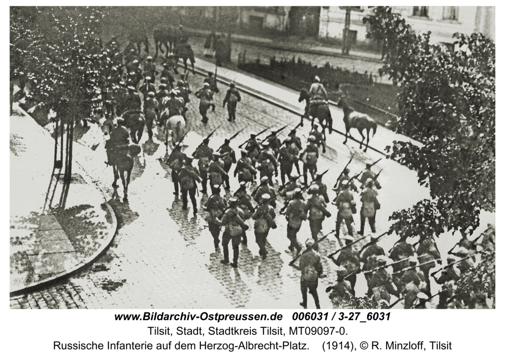 Tilsit, Russische Infanterie auf dem Herzog-Albrecht-Platz