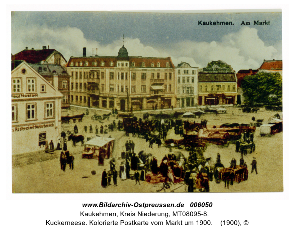 Kuckerneese. Kolorierte Postkarte vom Markt um 1900