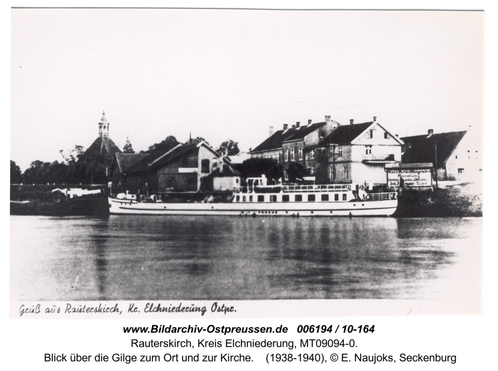 Rauterskirch,  Blick über die Gilge zum Ort und zur Kirche