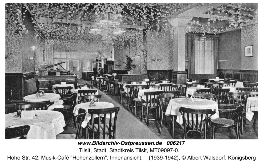 Tilsit, Hohe Str. 42, Musik-Café "Hohenzollern", Innenansicht