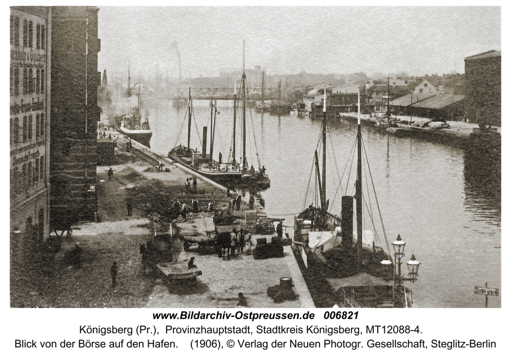 Königsberg, Blick von der Börse auf den Hafen