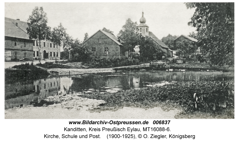 Kanditten (fr. Canditten), Kirche, Schule und Post