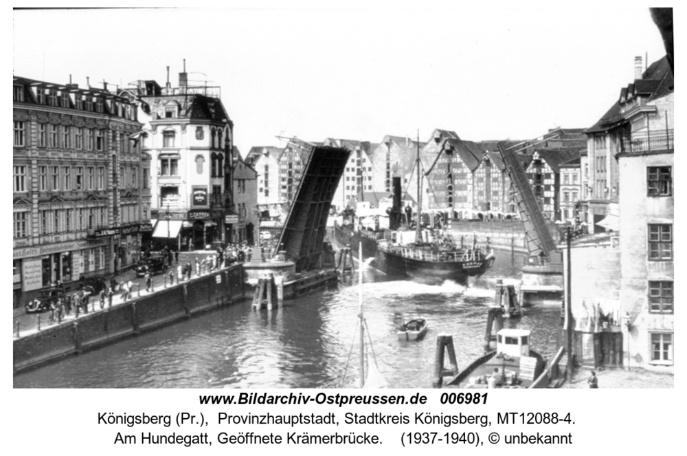 Königsberg (Pr.), Am Hundegatt, Geöffnete Krämerbrücke