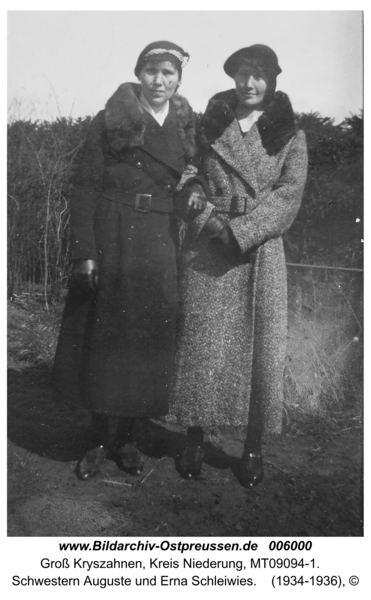 Groß Kryszahnen, Schwestern Auguste und Erna Schleiwies