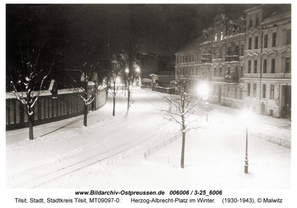 Tilsit, Herzog-Albrecht-Platz im Winter