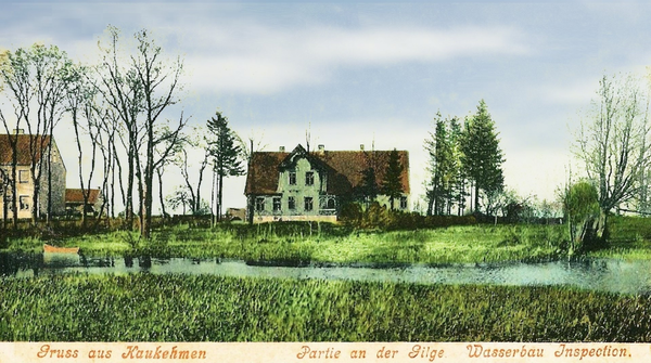 Kuckerneese (Ясное), Partie an der Alten Gilge und Wasserbauinspektion