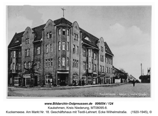 Kuckerneese. Am Markt Nr. 18. Geschäftshaus mit Textil-Lehnert. Ecke Wilhelmstraße