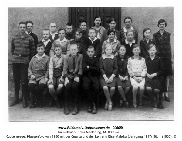 Kuckerneese. Klassenfoto von 1930 mit der Quarta und der Lehrerin Else Maleika (Jahrgang 1917/18)