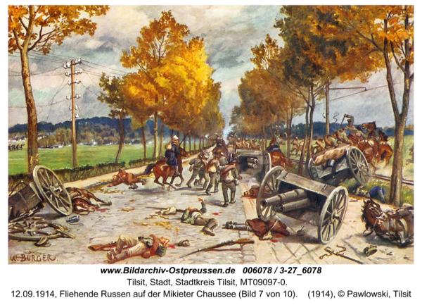Tilsit, 12.09.1914, Fliehende Russen auf der Mikieter Chaussee (Bild 7 von 10)