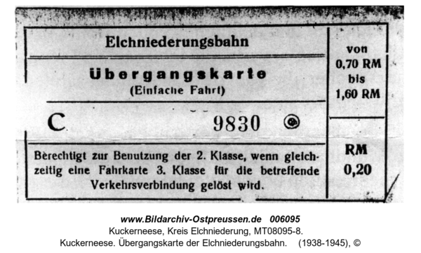 Kuckerneese. Übergangskarte der Elchniederungsbahn