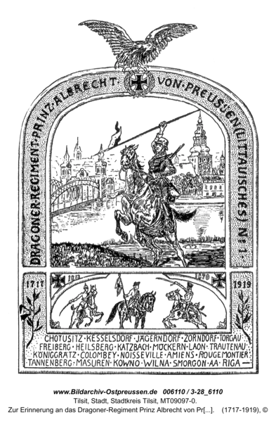 Tilsit, Zur Erinnerung an das Dragoner-Regiment Prinz Albrecht von Preußen 1717-1919