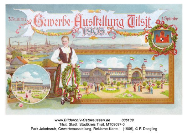 Tilsit, Park Jakobsruh, Gewerbeausstellung, Reklame-Karte