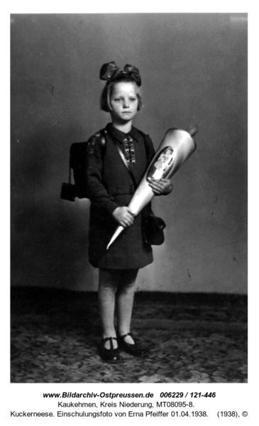 Kuckerneese. Einschulungsfoto von Erna Pfeiffer 01.04.1938
