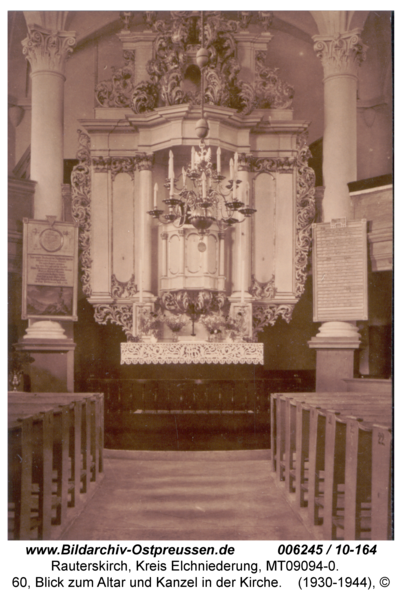 Rauterskirch, 60, Blick zum Altar und Kanzel in der Kirche