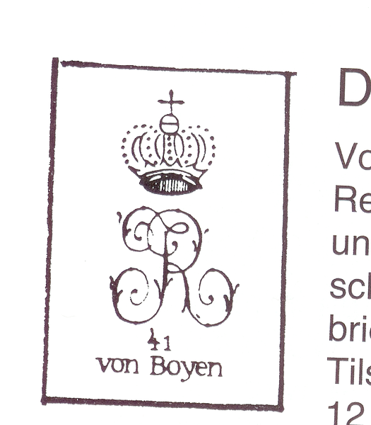 Tilsit, Wappen des Infanterie-Regimentes von Boyen (5. Ostpr.) Nr. 41