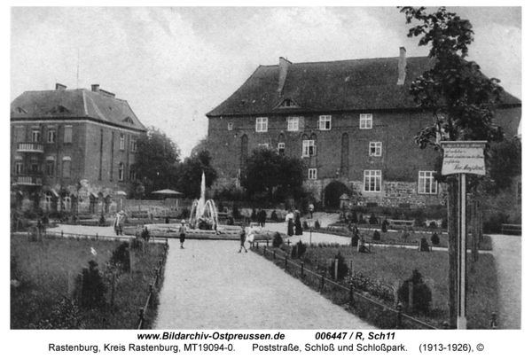 Rastenburg, Poststraße, Schloß und Schloßpark