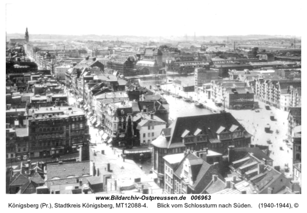 Königsberg, Blick vom Schlossturm nach Süden