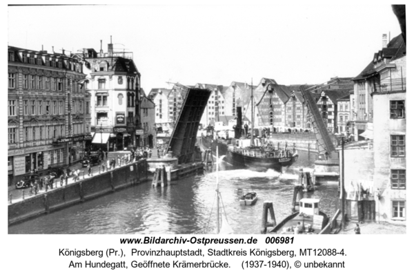 Königsberg (Pr.), Am Hundegatt, Geöffnete Krämerbrücke