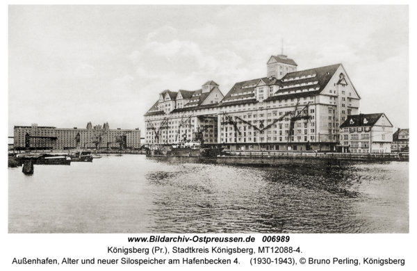 Königsberg, Außenhafen, Alter und neuer Silospeicher am Hafenbecken 4