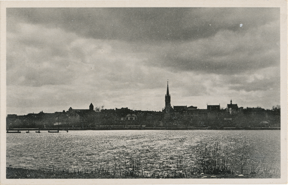 Rastenburg, Ortsansicht am Oberteich - Abendstimmung