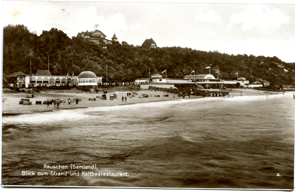 Rauschen Kr. Samland, Blick zum Strand und Kaltbadrestaurant