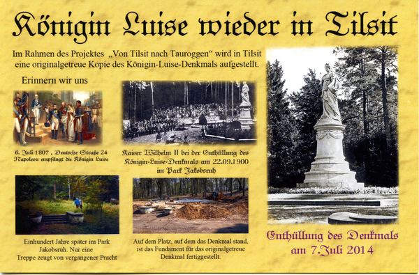 Tilsit (Советск), Projektkarte zur Wiederaufstellung des Königin-Luise-Denkmals