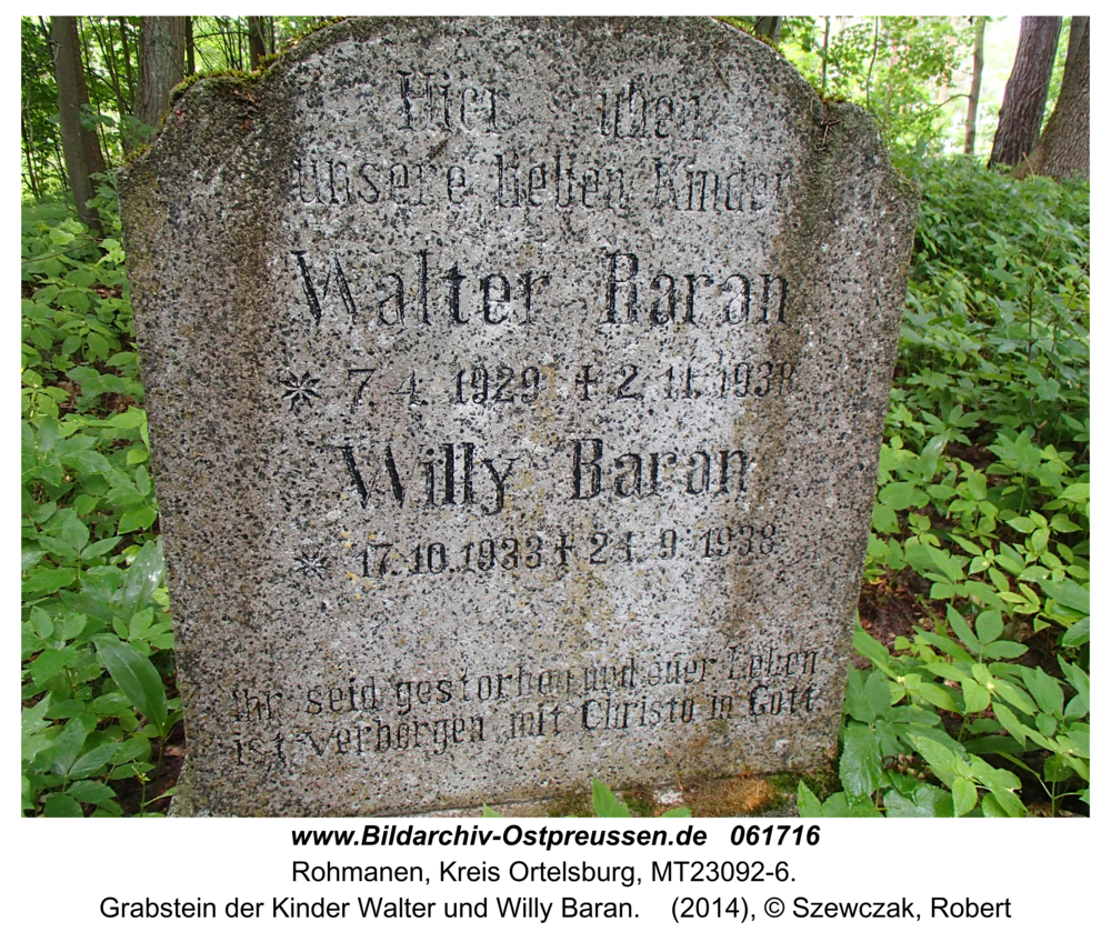 Rohmanen, Grabstein der Kinder Walter und Willy Baran