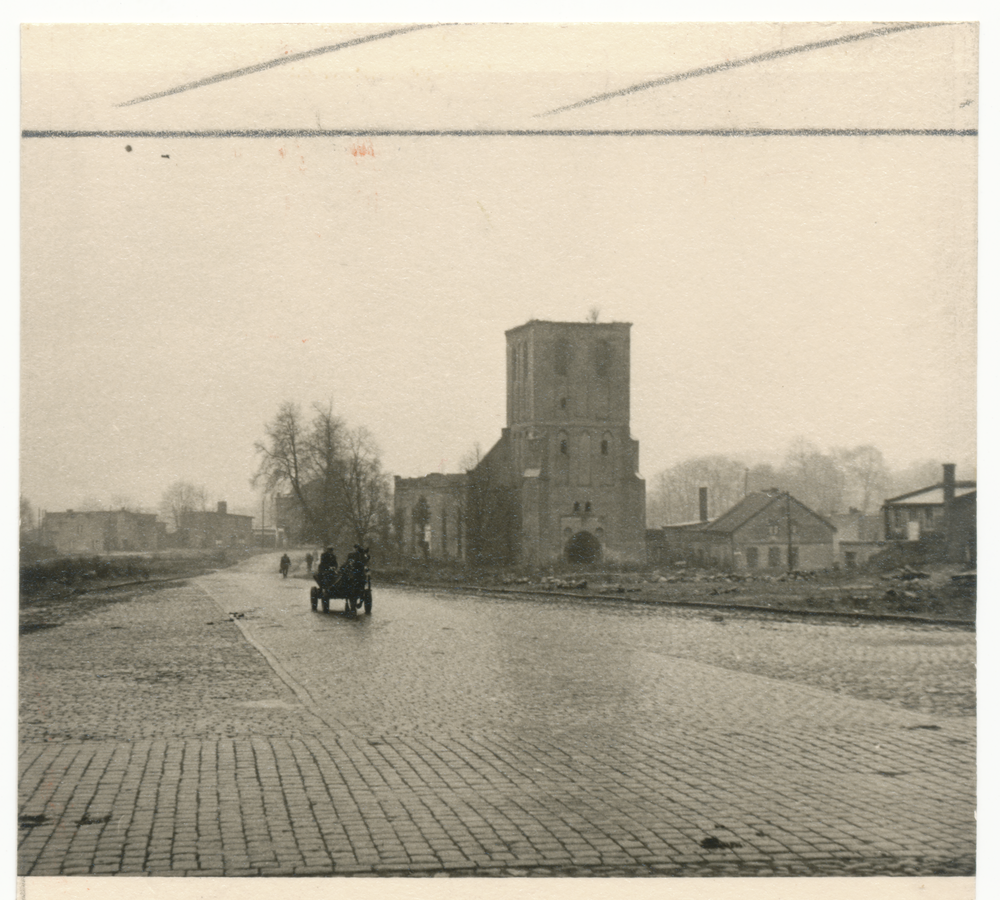 Osterode (Ostpr.) (Ostróda),  Stadtzentrum mit ev. Landkirche - zerstört