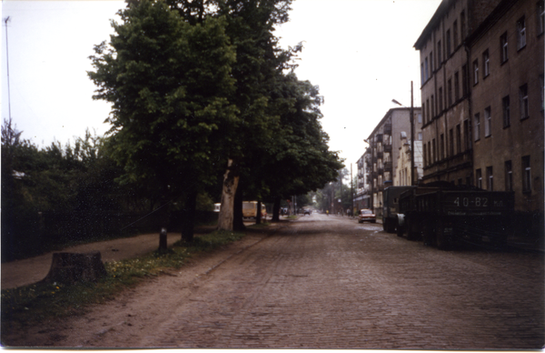 Tilsit (Советск), Alte Häuser in der ehemaligen Kleffelstraße zwischen Heinrichswalder Straße und Bahnhof, Blickrichtung Nord