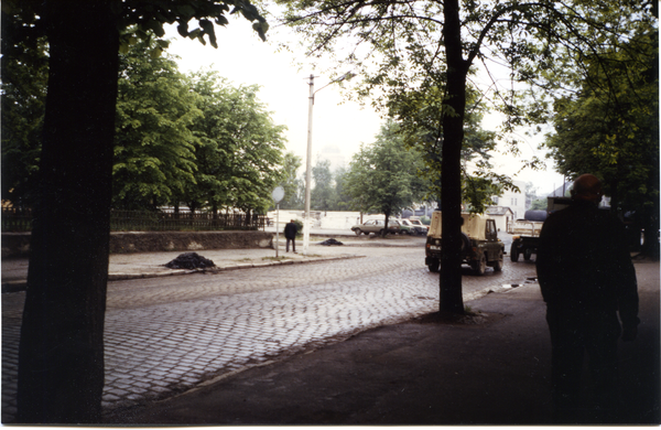 Tilsit (Советск), Einmündung der ehemaligen  Kleffelstraße in die Stolbecker Straße, im Hintergrund der Wasserturm