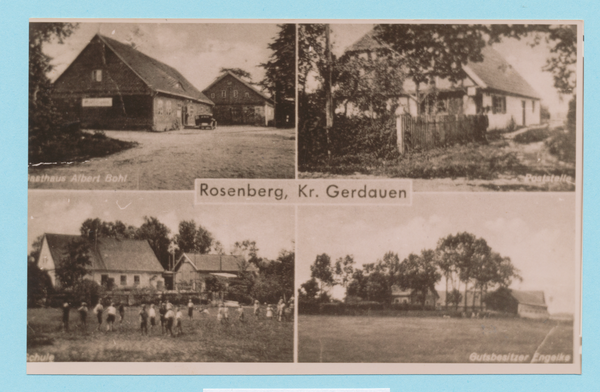 Rosenberg Kr. Gerdauen, Gasthaus Albert Bohl, Poststelle, Schule, Gutshaus