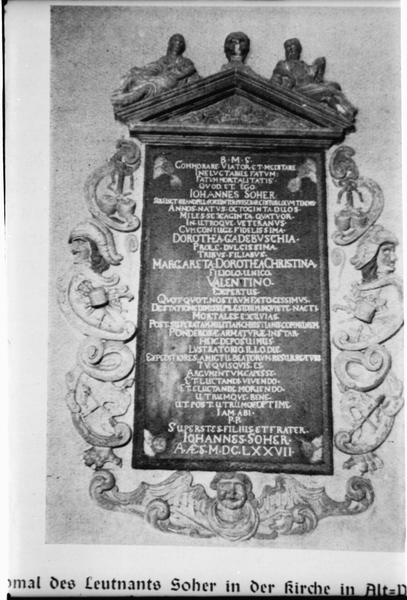 Alt Pillau, Kirche, Epitaph Familie Leutnant Soher