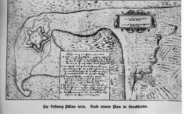 Pillau, Seestadt, Zitadelle und Siedlungskerne, alter Plan