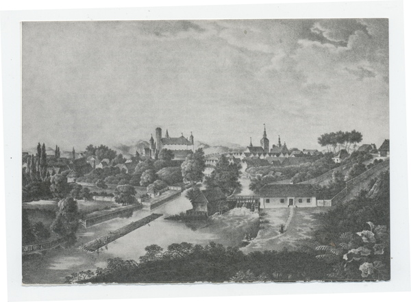 Heilsberg Kr. Heilsberg, Blick von der Mühlengrundspitze, Zeichnung