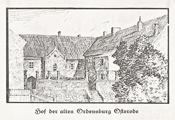 Osterode (Ostpr.), Altes Schloss, Schlosshof, Zeichnung