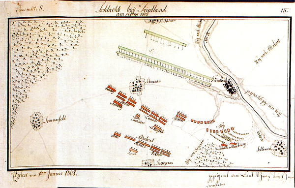 Friedland, Schlachtskizze der Schlacht bei Friedland