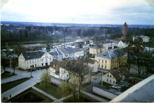 Friedland (Правдинск), Ortsansicht in südwestlicher Richtung mit Wasserturm