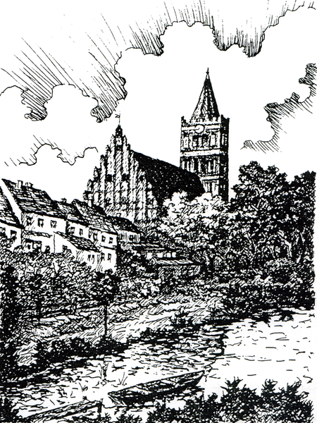 Friedland, Partie am Mühlenteich (Lithografie)