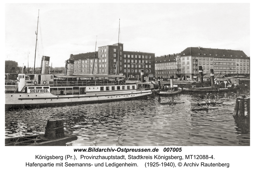 Königsberg (Pr.), Hafenpartie mit Seemanns- und Ledigenheim