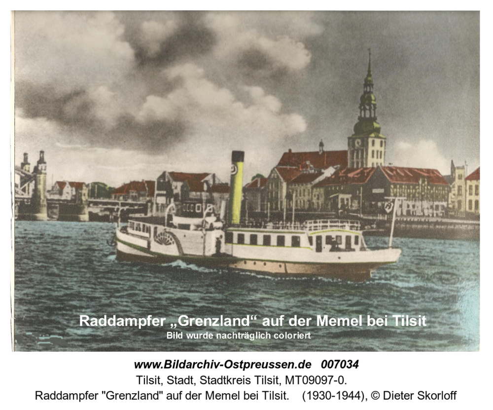 Raddampfer "Grenzland" auf der Memel bei Tilsit