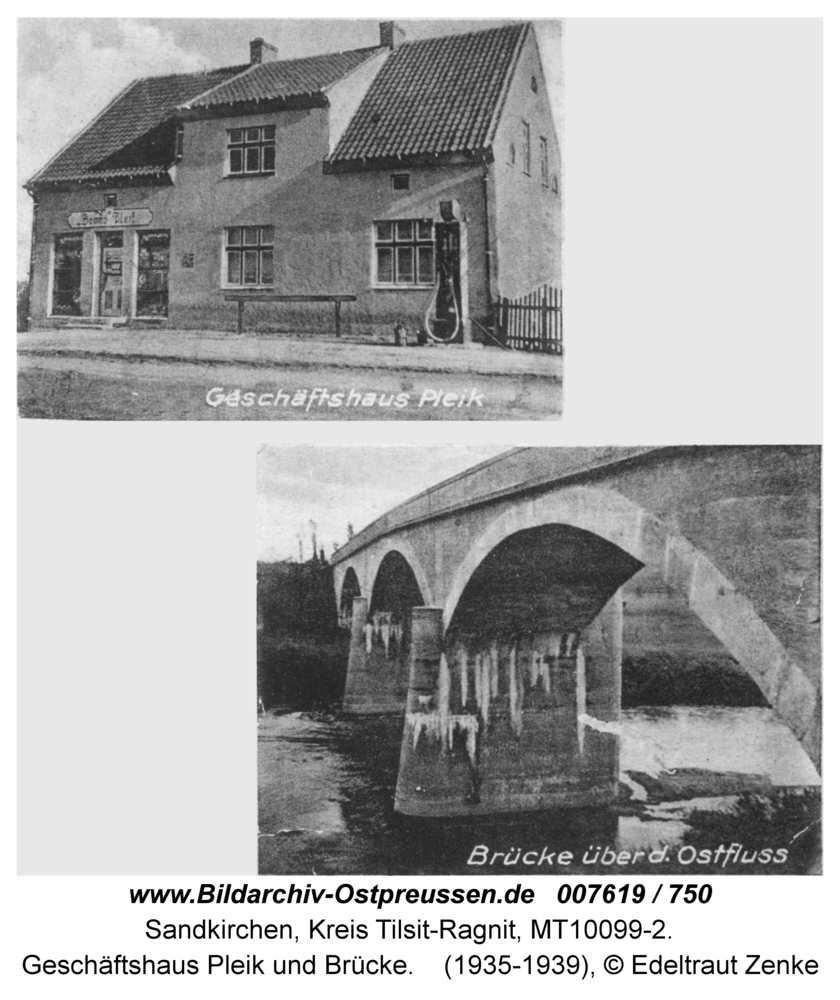 Sandkirchen, Geschäftshaus Pleik und Brücke