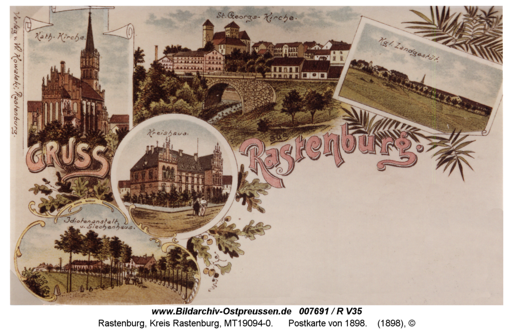 Rastenburg, Postkarte von 1898
