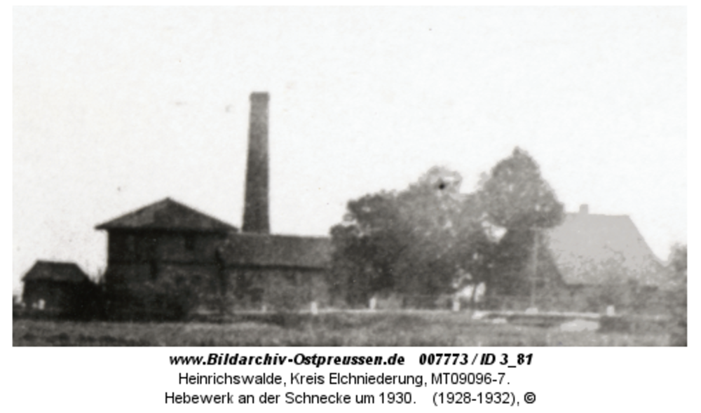 Heinrichswalde, Hebewerk an der Schnecke um 1930