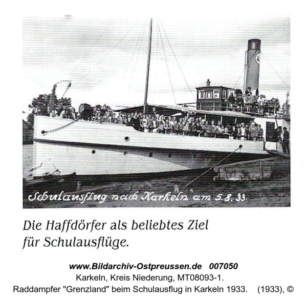 Raddampfer "Grenzland" beim Schulausflug in Karkeln 1933