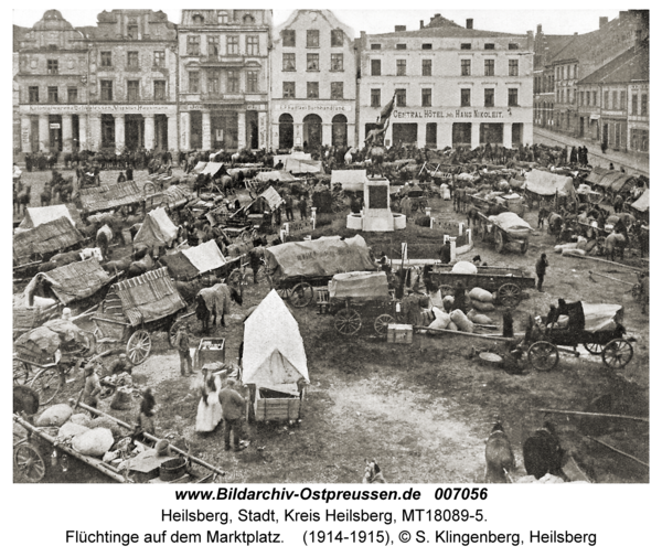 Heilsberg, Flüchtinge auf dem Marktplatz