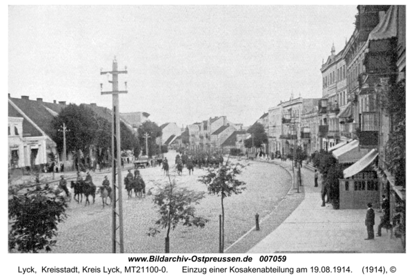 Lyck, Einzug einer Kosakenabteilung am 19.08.1914
