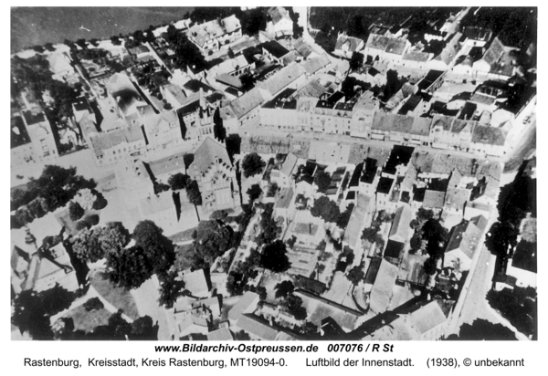 Rastenburg, Luftbild der Innenstadt